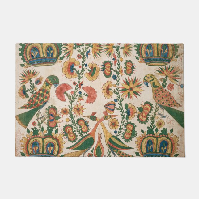 Peacocks and Parrots Vintage Art Rug (Front)