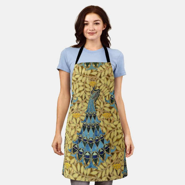 Peacocks Birds Rowan Trees Art Nouveau Apron (Worn)