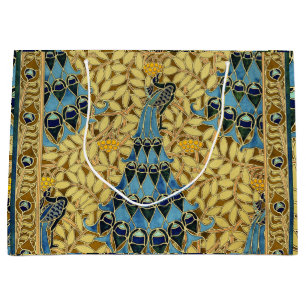 Peacocks Birds Rowan Trees Art Nouveau Large Gift Bag