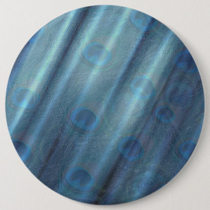 Peacocks & Emerald Green Metallic Silk 6 Cm Round Badge