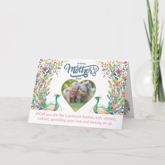 Peacock's feather like mum's love Mother's day Thank You Card (Front)