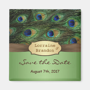 Peacock's feathers Save the Date Magnet