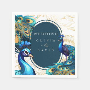 Peacocks Feathers Wedding Napkin