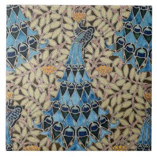 Peacocks, Fish and Seaweed Art Nouveau Ceramic Tile