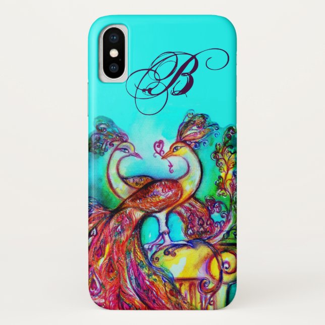 PEACOCKS IN LOVE MONOGRAM Case-Mate iPhone CASE (Back)