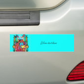 PEACOCKS IN LOVE MONOGRAM red blue turquoise green Bumper Sticker (On Car)