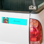 PEACOCKS IN LOVE MONOGRAM red blue turquoise green Bumper Sticker (On Truck)