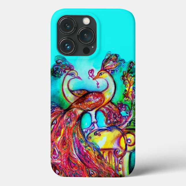 PEACOCKS IN LOVE Red Turquoise Blue  Case-Mate iPhone Case (Back)