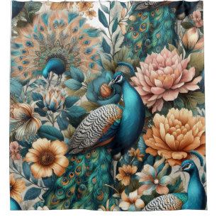 peacocks in nature heavenly peacock illustration shower curtain