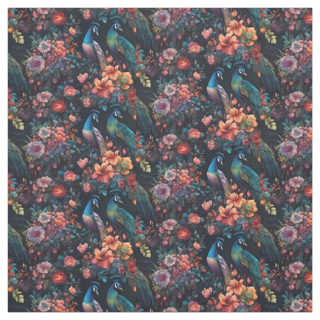 peacocks in the garden fabric (Swatch)