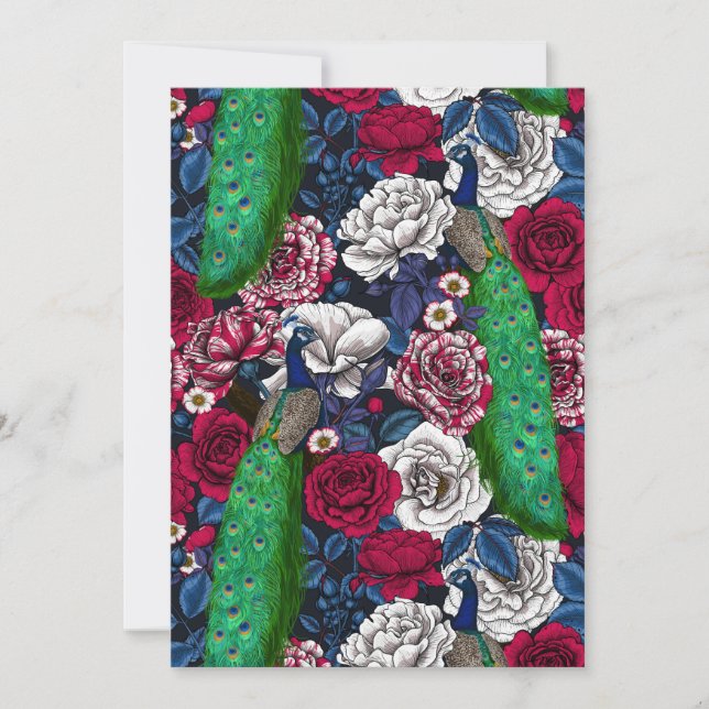 Peacocks in the rose garden (Front)