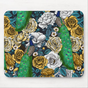 Peacocks in the rose garden 3 mouse pad