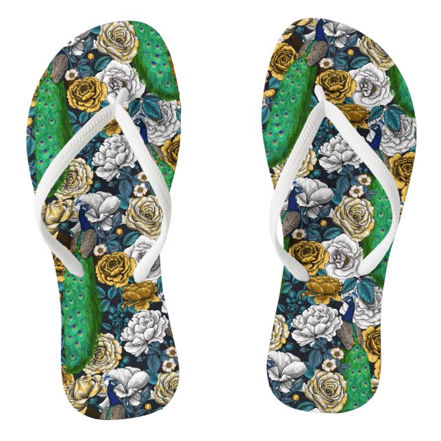 Peacocks in the rose garden 3 thongs (Footbed)