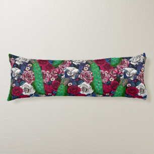 Peacocks in the rose garden body cushion