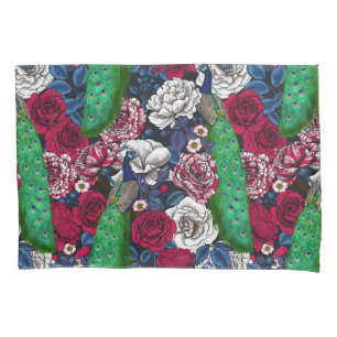 Peacocks in the rose garden pillowcase