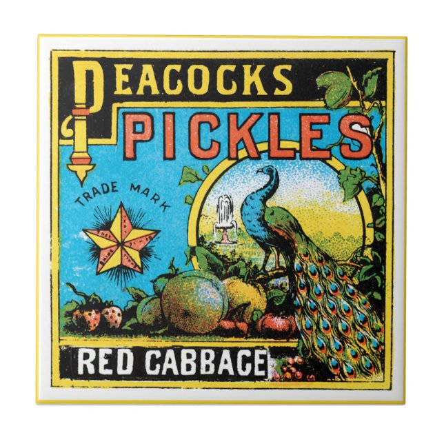Peacocks Pickles Ceramic Tile (Front)