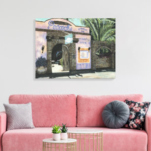Peacocks Restaurant Painting Cabo San Lucas Canvas Print