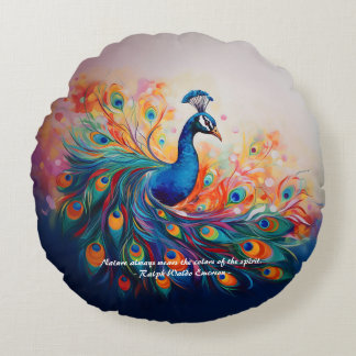 Peacock's Splendour Round Cushion