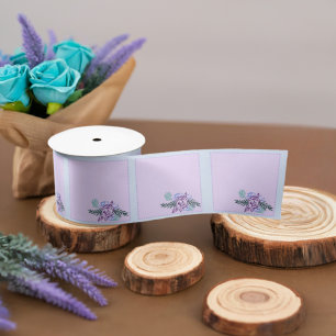 Peacock's Tail and Roses Satin Ribbon