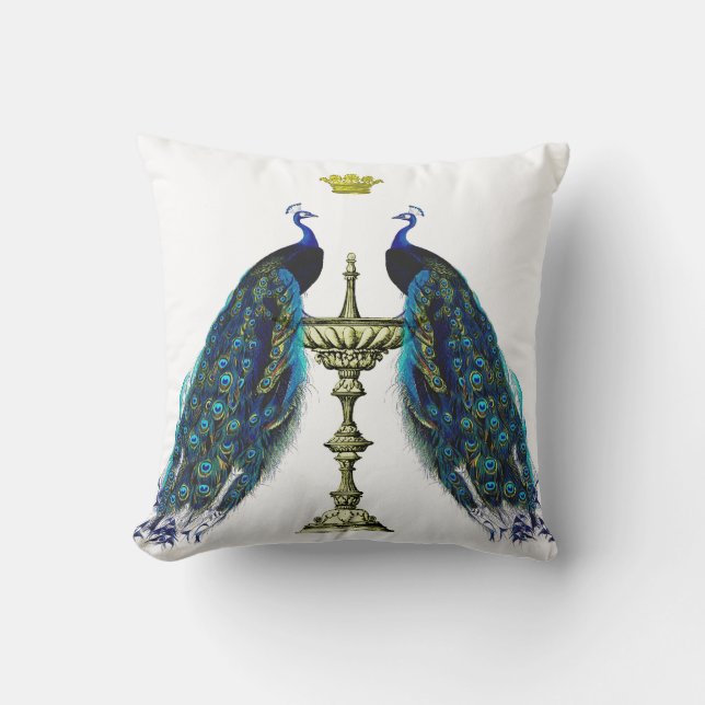 Peacocks Throw Pillow (Front)