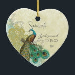 Peacocl Vintage Bird Maid of Honor Ornaments<br><div class="desc">Wedding Keepsake Wedding Party Gifts Red Vintage Love Bird Sitting on a Bouquet of Peacock Feathers Bridesmaid Ornaments. Vintage Peacock on Branch Wedding Party Gifts. Perfect for the Roaring 20s or Destination Theme Wedding or Exotic Destination Farmhouse Wedding Venues. #GrandMillennial #CottageChic #Chinoiserie, Love Birds, Vintage Lovebird Wedding, English Cottagecore Esthetic,...</div>