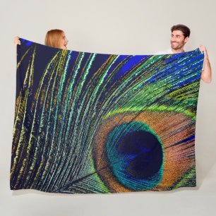 Peacocok Feather Bohemian Fleece Blanket