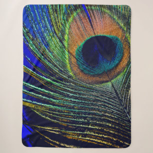 Peacocok Feather Bohemian Sherpa Blanket