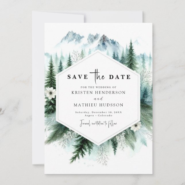 Peak Custom Mountain Wedding Save The Date (Front)