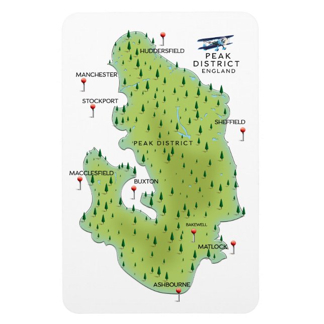 Peak District England Map Magnet (Vertical)