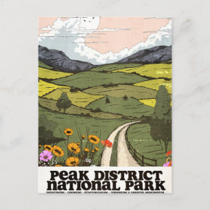 Peak District National Park vintage Travel Poster. Holiday Postcard