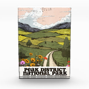 Peak District National Park vintage Travel Poster. Photo Block