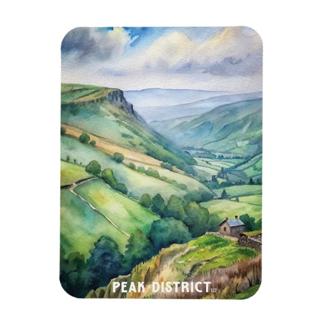Peak District National Park Watercolor Painting Magnet (Vertical)