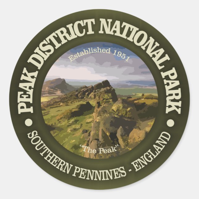 Peak District NP Classic Round Sticker (Front)
