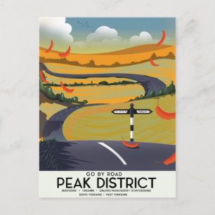 Peak District Road travel poster Postcard