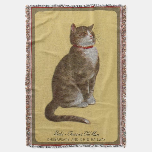 Peake, Chessie’s Old Man tomcat tabby cat Throw Blanket (Front Vertical)