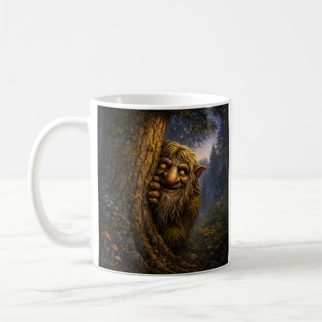 Peaking Norwegian Troll, Coffee Mug (Left)