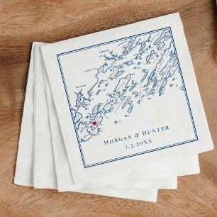 Peaks Island Maine Casco Bay Map Elegant Wedding Napkin