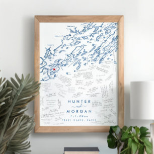 Peaks Island Wedding Modern Guest Book Poster