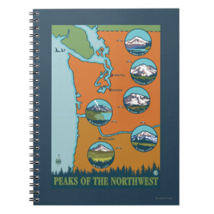 Peaks of the Northwest - 5 Different Mountains Notebook