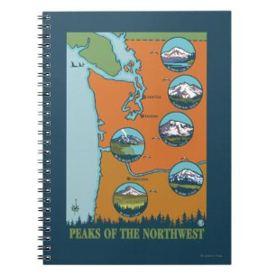 Peaks of the Northwest - 5 Different Mountains Notebook