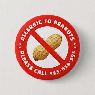 Peanut allergy 6 cm round badge