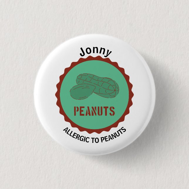 Peanut Allergy Alert Editable Name 3 Cm Round Badge (Front)