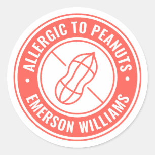Peanut Allergy Alert Red Classic Round Sticker