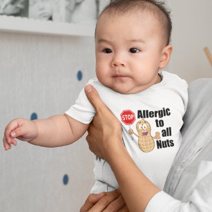Peanut Allergy Awareness Cute Stop Sign Baby Bodysuit