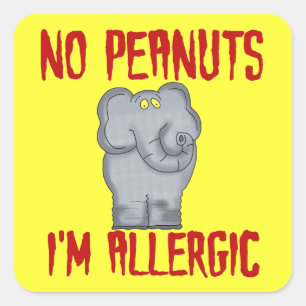 Peanut Allergy Elephant Square Sticker