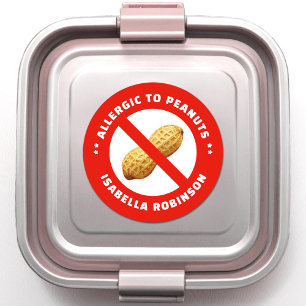 Peanut allergy food alert with custom name classic round sticker