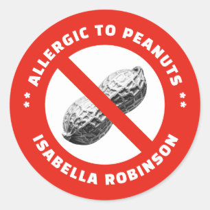 Peanut allergy food alert with custom name classic round sticker