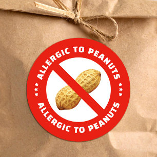 Peanut allergy warning food alert classic round sticker