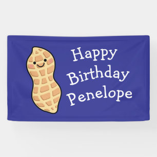 Peanut Birthday Party Kids Cute Nut Cartoon Banner