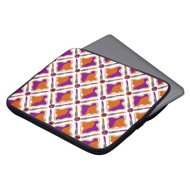 Peanut Butter and Grape Jelly Seamless Pattern Laptop Sleeve (Front Top)